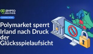 Computerbildschirm mit Verbotssymbol, Regierungsgebäude mit Schild und Europas Karte mit Vorhängeschloss vor grauem Hintergrund