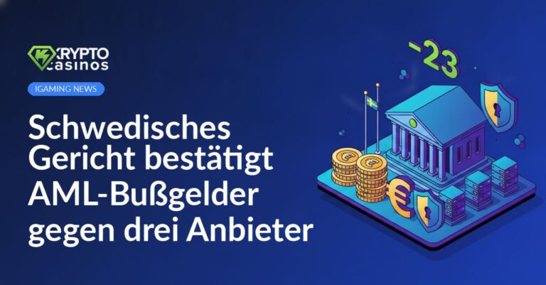 Schwedisches Gericht mit Richterbank und Justizsymbolen, drei digitale Plattformlogos im Vordergrund, Akten und Laptop sichtbar