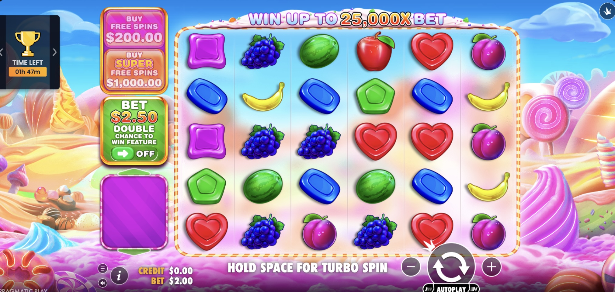 sweet bonanza 1000 slot with colourful candy, fruit and lollipop symbols