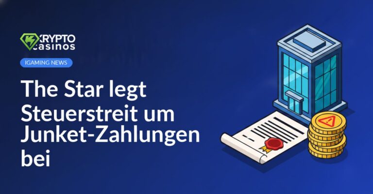 Hochhaus neben Dokument mit offiziellem Siegel und Münzstapel mit Warnzeichen vor hellem Hintergrund.