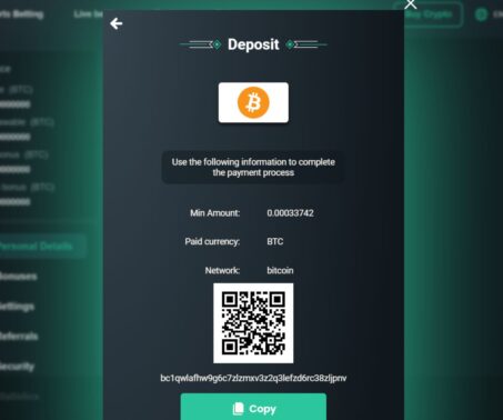 how-to screenshots showing the deposit address and code