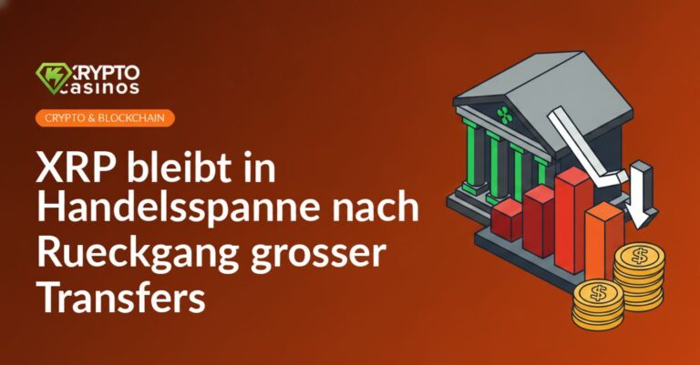 Isometrisches Börsengebäude, fallendes Balkendiagramm mit Pfeil nach unten, Stapel aus Dollar-Münzen daneben