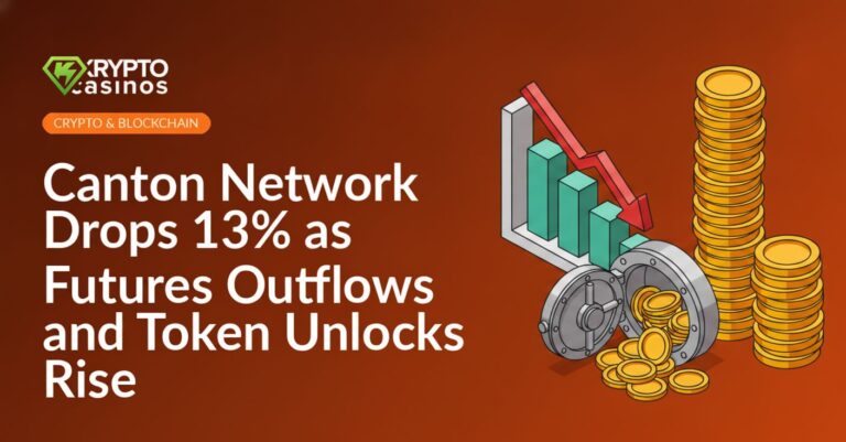 Downward red bar chart with a red arrow, an open vault spilling coins, and a large stacked coin pile on a blue background.