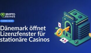 Modernes Casino-Interieur mit leuchtenden Spielautomaten und Gästen an Tischen unter warmem Licht