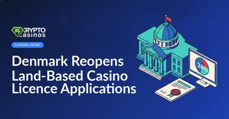 Government building beside a stamped casino license document and a desktop monitor displaying a 38% pie chart.
