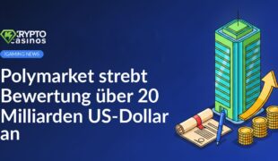 Moderner Büroturm, unterschriebener Vertrag mit Stift, Stapel goldener Münzen und aufsteigender Pfeil im Vordergrund.