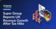 UK flag-shaped bar chart rising, tax document with percent sign, German flag shield with green checkmark on white background