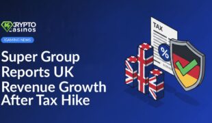 UK flag-shaped bar chart rising, tax document with percent sign, German flag shield with green checkmark on white background