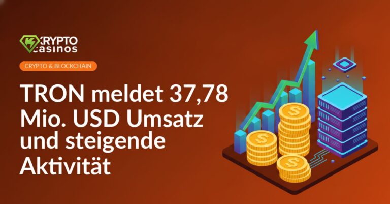 Gestapelter Münzstapel mit aufsteigendem Pfeildiagramm neben leuchtendem Server mit vernetzten Knotenpunkten.