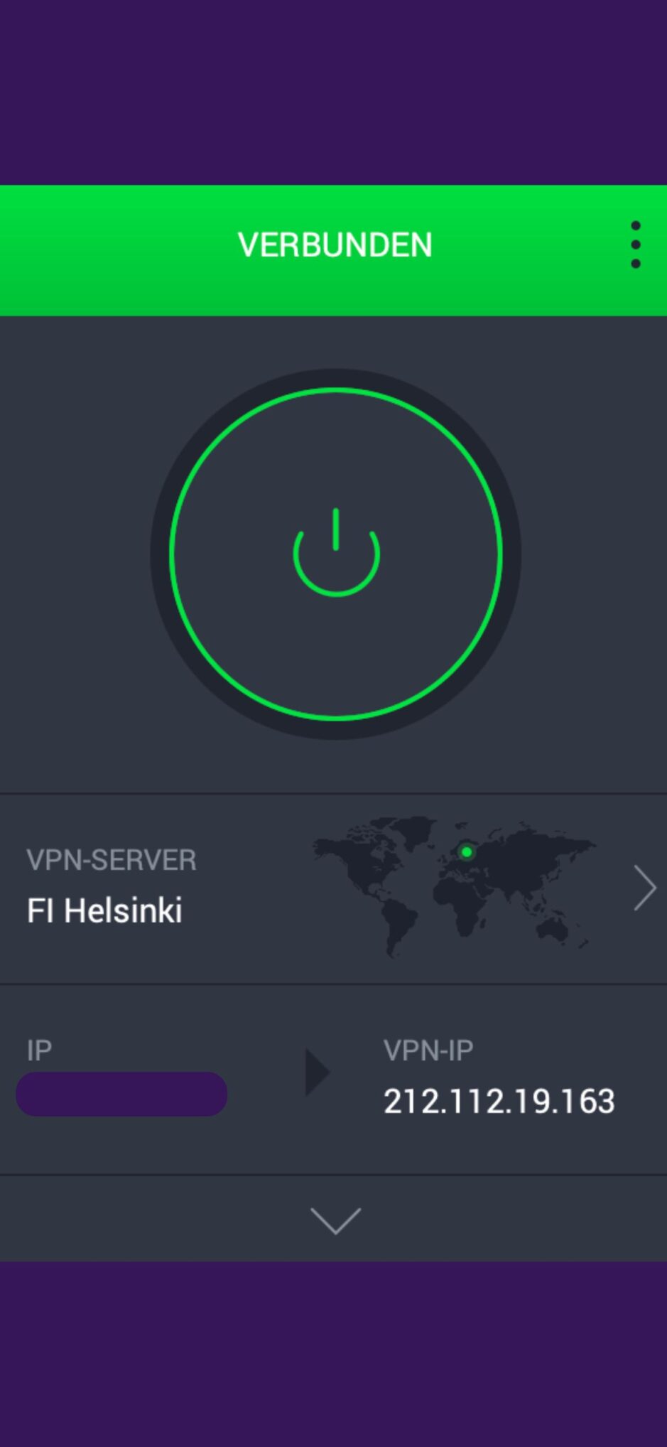 Das Bild zeigt, wie ein VPN für ein Casino gestartet wird