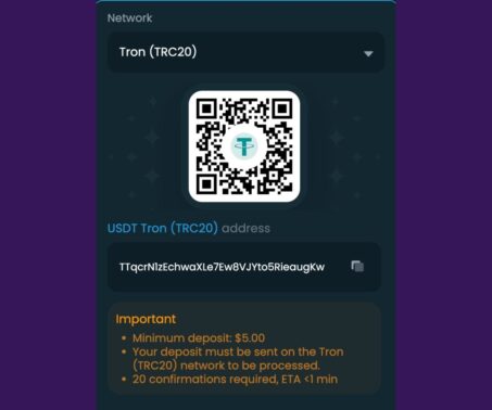 Das Bild zeigt bei der Einzahlung von Winna.com CH, den folgenden Schritt: QR Code