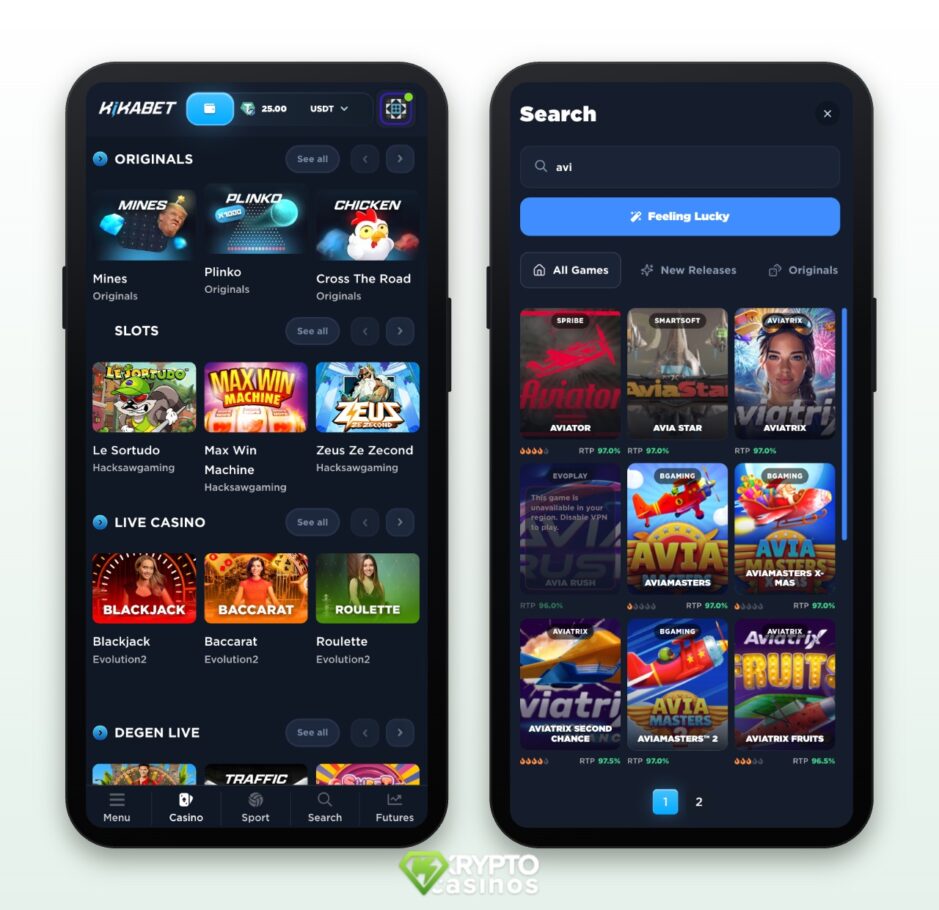 Kikabet Casino Mobile Screenshot