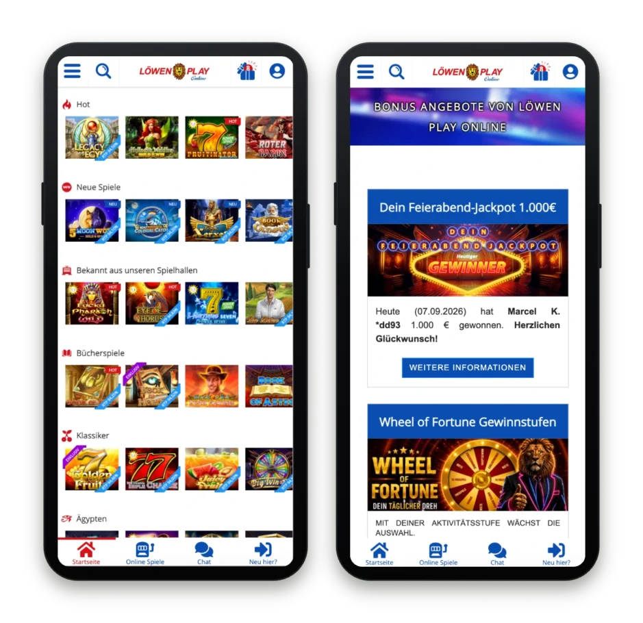 Löwenplay in der Mobilen Casino-Ansicht