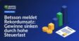 Steigendes Balkendiagramm, gestapelte Goldmünzen und ein offizielles Dokument.