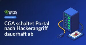 Ein gezogener Stromstecker und ein offizielles Dokument vor einem Server-Schrank.