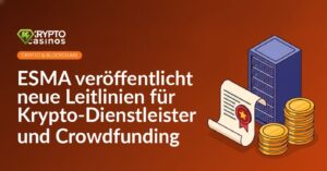 Ein Dokument mit Siegel, daneben ein Server-Rack und ein Stapel blanker Goldmünzen.