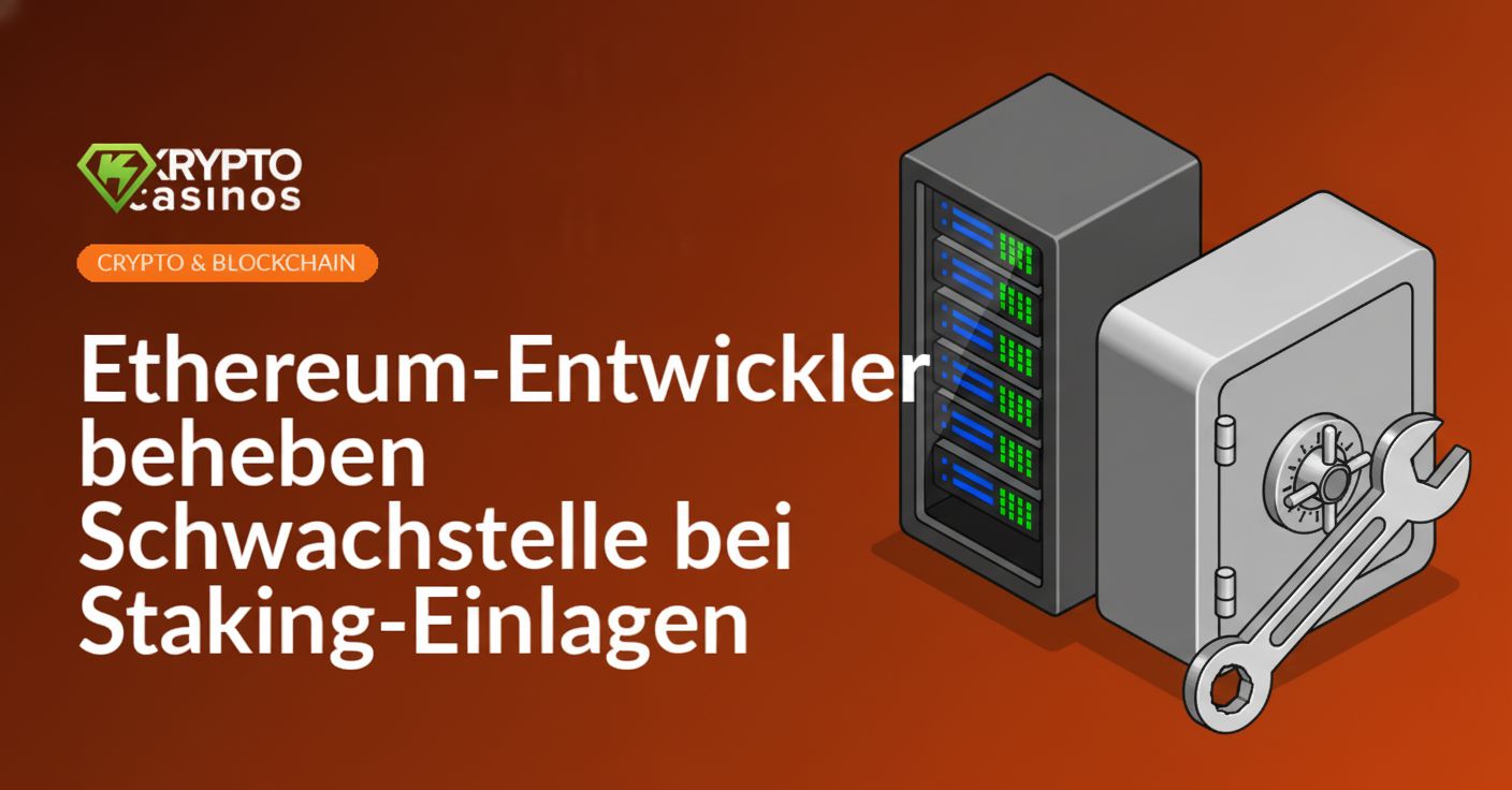 Ein schwerer Stahltresor und ein silberner Schraubenschlüssel vor einem Server-Rack.