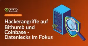 Ein zerbrochenes Schutzschild und eine Lupe vor einem beleuchteten Server-Rack.