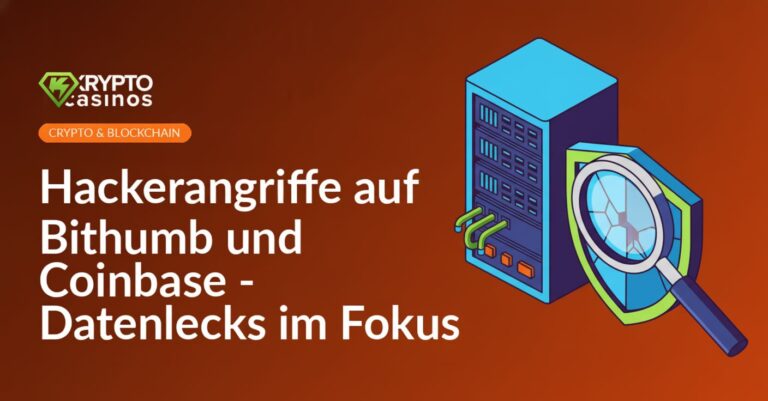 Ein zerbrochenes Schutzschild und eine Lupe vor einem beleuchteten Server-Rack.