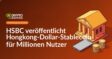 Klassisches Bankgebäude, ein Smartphone mit leerer Bezahl-App und gestapelte blanke Goldmünzen.
