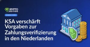Ein Bankgebäude, ein Schutzschild mit Häkchen und ein Stapel Goldmünzen.