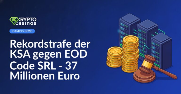 Ein hölzerner Richterhammer neben einem hohen Stapel Goldmünzen vor verbundenen Server-Racks.