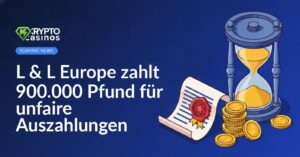 Ein Dokument mit rotem Siegel, neben gestapelten Goldmünzen und einer großen Sanduhr.