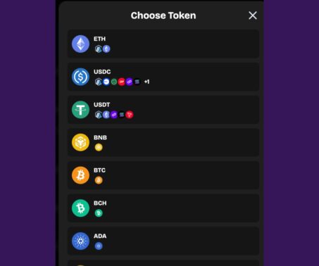 Das Bild zeigt die Auswahl an Coins bei LuckyCoin Ch