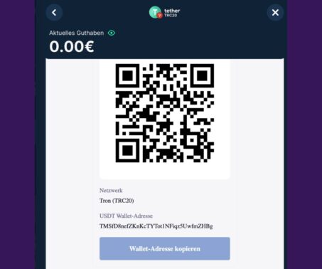 Das Bild zeigt den QR Code für die Einzahlung im Playzilla Deutschland